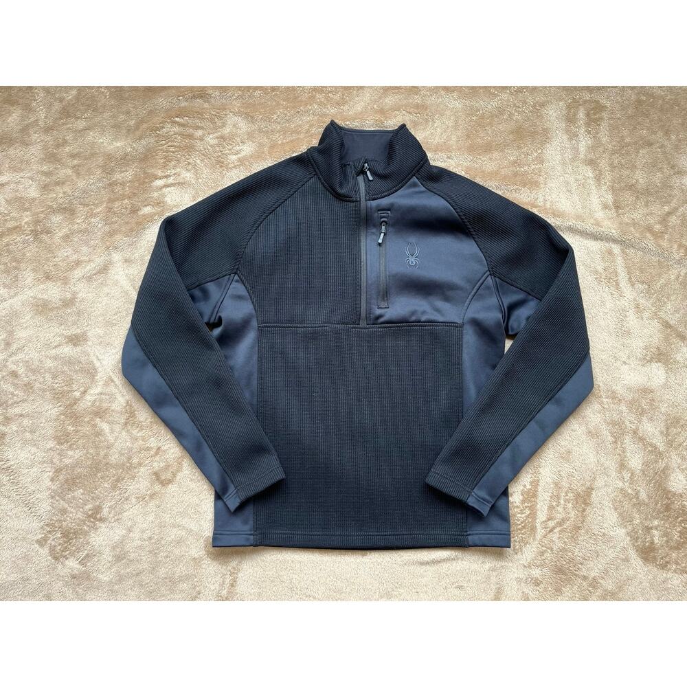 Spyder Black Quarter Zip Sweater Jacket Knit Fleece Men's Size‎ Medium